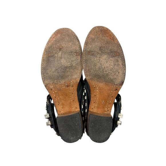 Freebird FB-Blade Black Leather Boho Western Harness Belt Cutout Booties Sz 10 - Picture 8 of 11